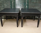 Reclaimed Vintage Tudor Turned Black Painted Side Accent End Table Tables Nightstand Nighstands (HAI) Call for a SHIP quote