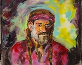 Willie Nelson Painting ART - Acrylic Portrait Gallery Wrap