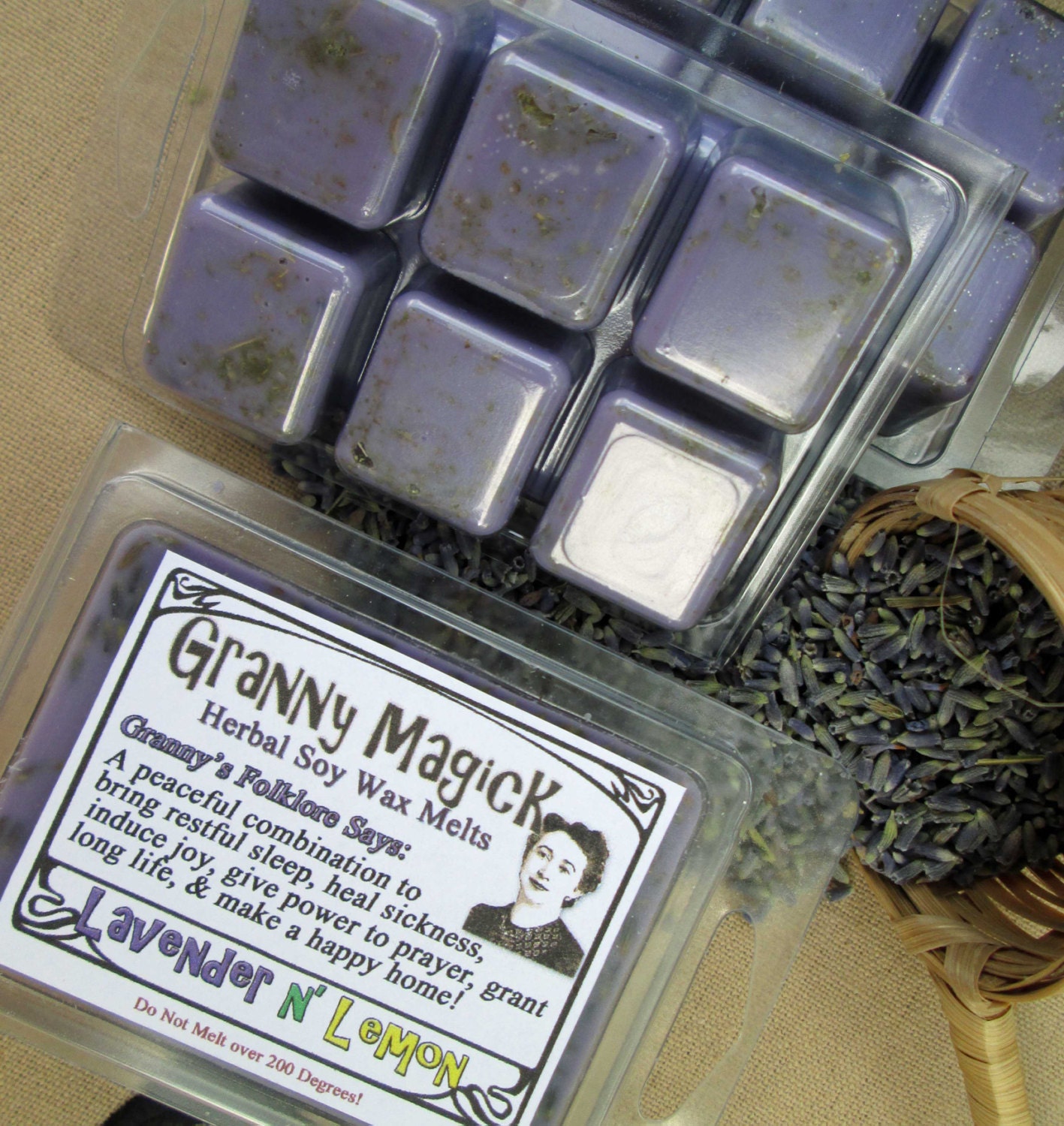 Lavender and Lemon Verbena Granny Magick Herbal Wax Melts for Magick, Prayer, Spells or Ritual