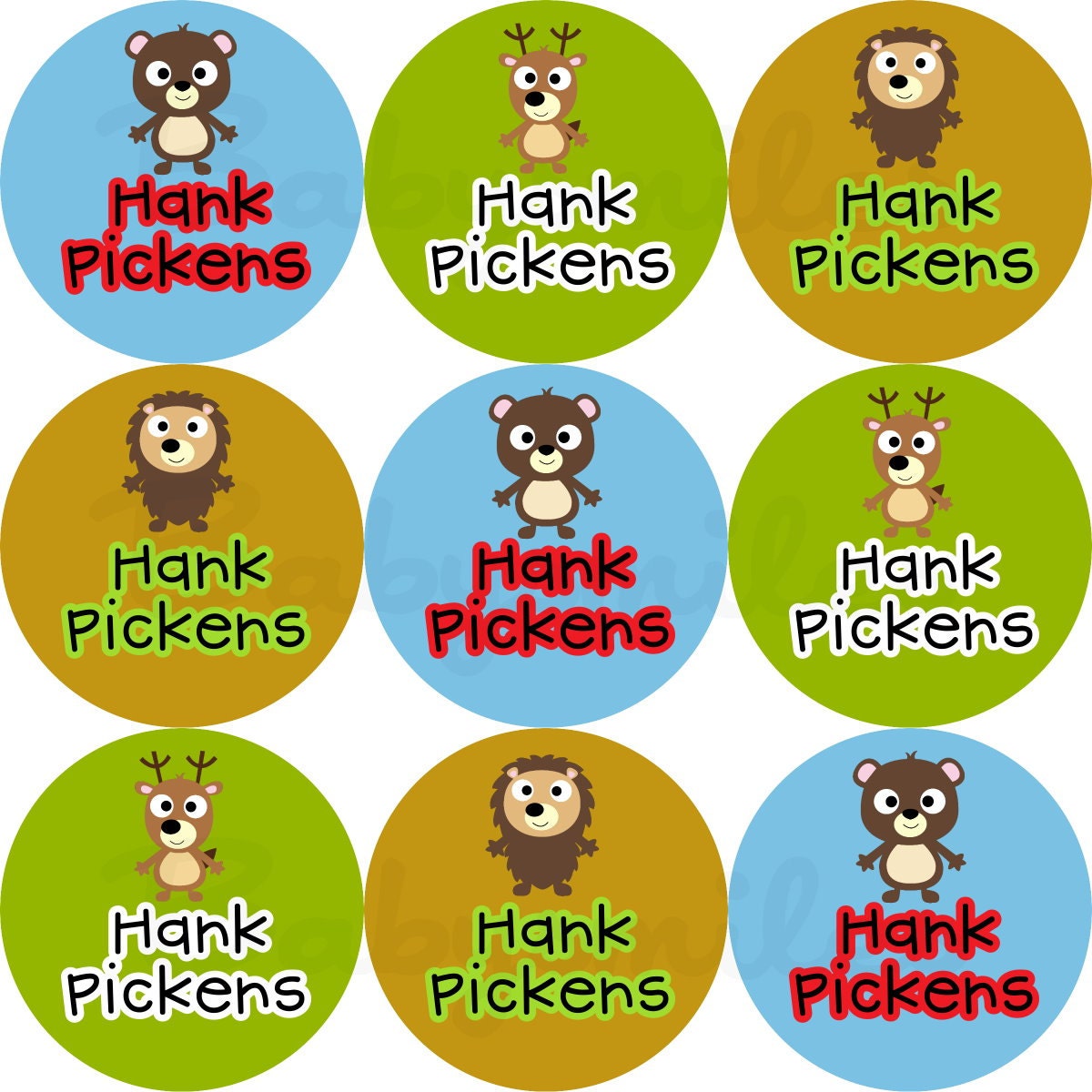 48 Personalized Waterproof Name Label Stickers - Woodland Friends II - Perfect for Bottles, Cups, Bowls, School, Daycare