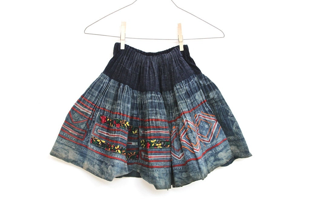 high waisted, EMBROIDERED grunge POP skirt, denim