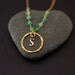 Personalized Initial Necklace - Chrysoprase Necklace - Custom Initials Jewelry - Gold Letter Necklace