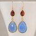 Blue Chalcedony Earrings - Garnet earrings - Gemstone earrings - Gold drop earrings - Dangle Earrings Mother's Day Gift