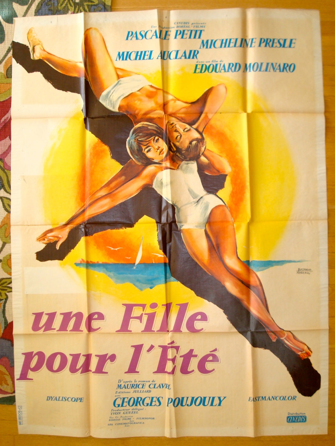 Vintage FRENCH MOVIE POSTER Beach Summer Travel poster print