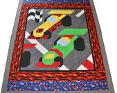Twin Race Cars Quilt Pattern Comes with Muiltiple sizes: Wall, Crib, Lap