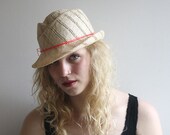 straw summer hat with neon accent