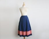 1950s Vintage folk  inspired skirt made for the Metropolitan Museum of Art, size small