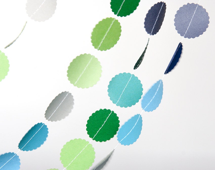 Paper garland, scalloped circle garland, paper bunting 11 ft wedding garland, party photo booth home decor bridal shower