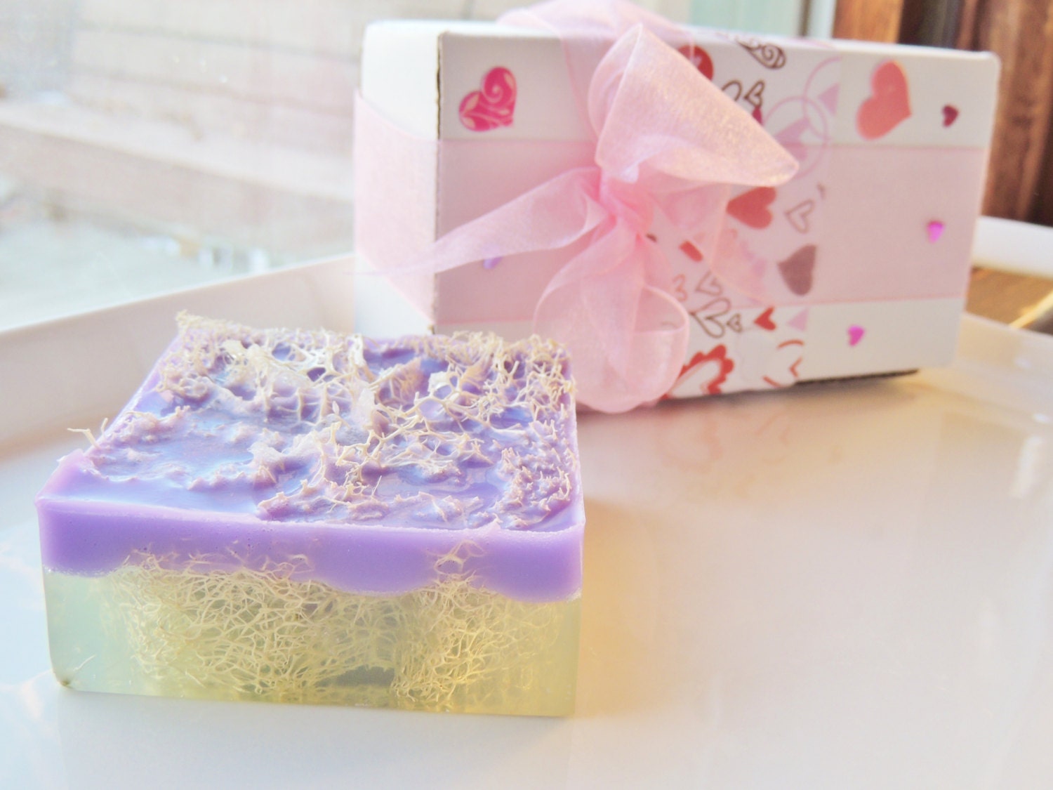 LOOFAH SOAP, Lavender Love Loofah, Scented in Lavender and Lilac, Vegetable Based, Handmade