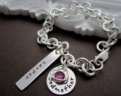 Godmother Jewelry Bracelet Gifts, Personalized Baptism/ Christening Gifts, Godchild/ Baby Name Bracelet, Charm Bracelet w/ Birthstone