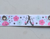 Fairy Ballerina with silver foil on 7/8 inch white grosgrain ribbon Il_170x135