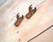 Deer Black Forest Post Earrings - The Stag - Wood Jewelry by Split Personality Designs