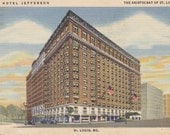 New Hotel Jefferson- The Aristocraft of St. Louis- 1940s Vintage Postcard- Unused