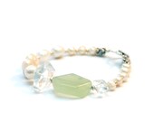 Jade Quartz and Freshwater Pearl Flicker Toggle Bracelet - SP 2013 Collection