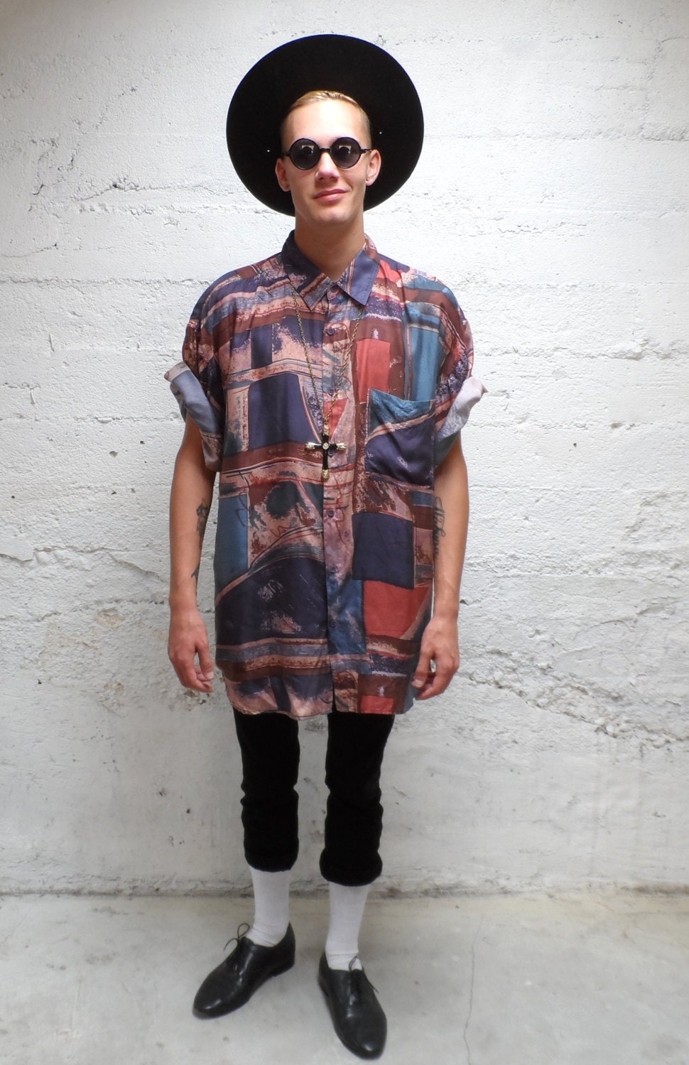 Soft Squares... Vintage Silk Shirt