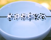 6 White N Black Lampworking Beads