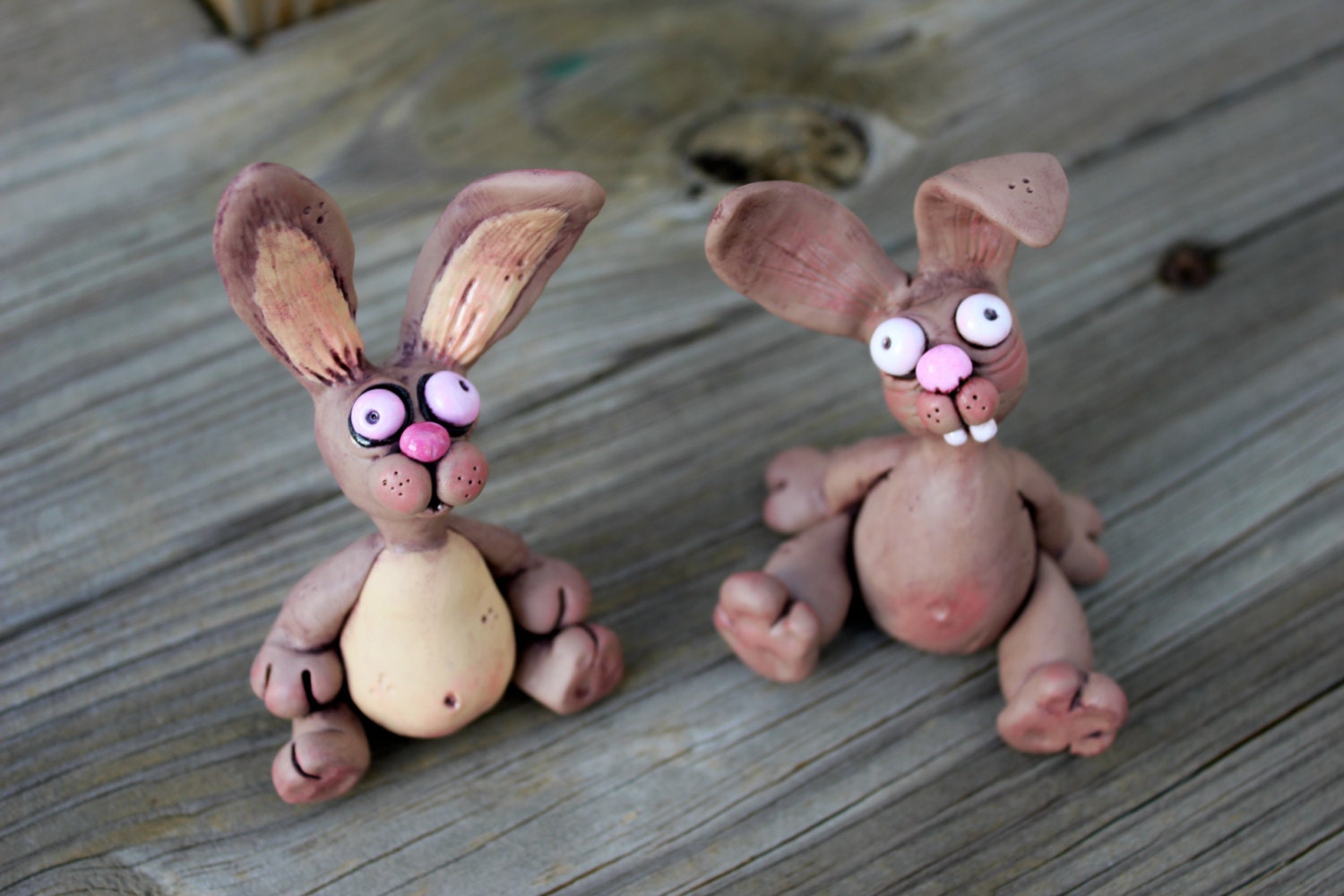 Tiny Easter Bunny Rabbit Polymer Clay sculptures