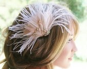 Bridal Hair Accessories, Blush Hair Piece, Bridal Fascinator, Rhinestone Wedding Headpiece, Blush Pink Hair Accessory