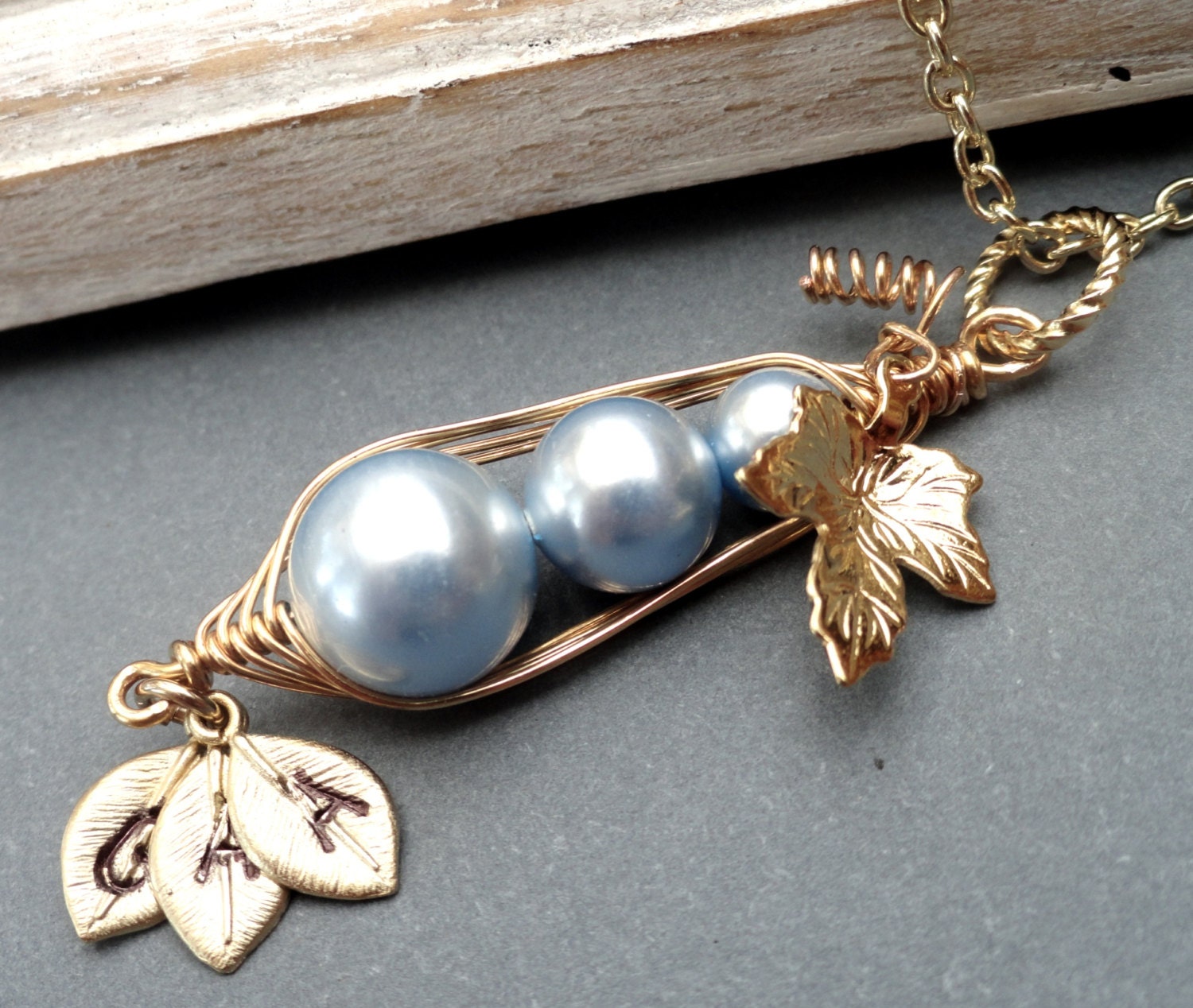 Love My Boys - Sweet Peas In A Pod Personalized Monogrammed Necklace Lovely Gift
