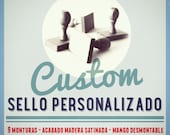 Custom Stamp mounted on wood. Madera Personalizados. new 7 sizes