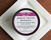 Jasmine Vanilla Natural Deodorant Aluminum Free 2oz Cream Deodorant, Organic Deodorant,Vegan Deodorant