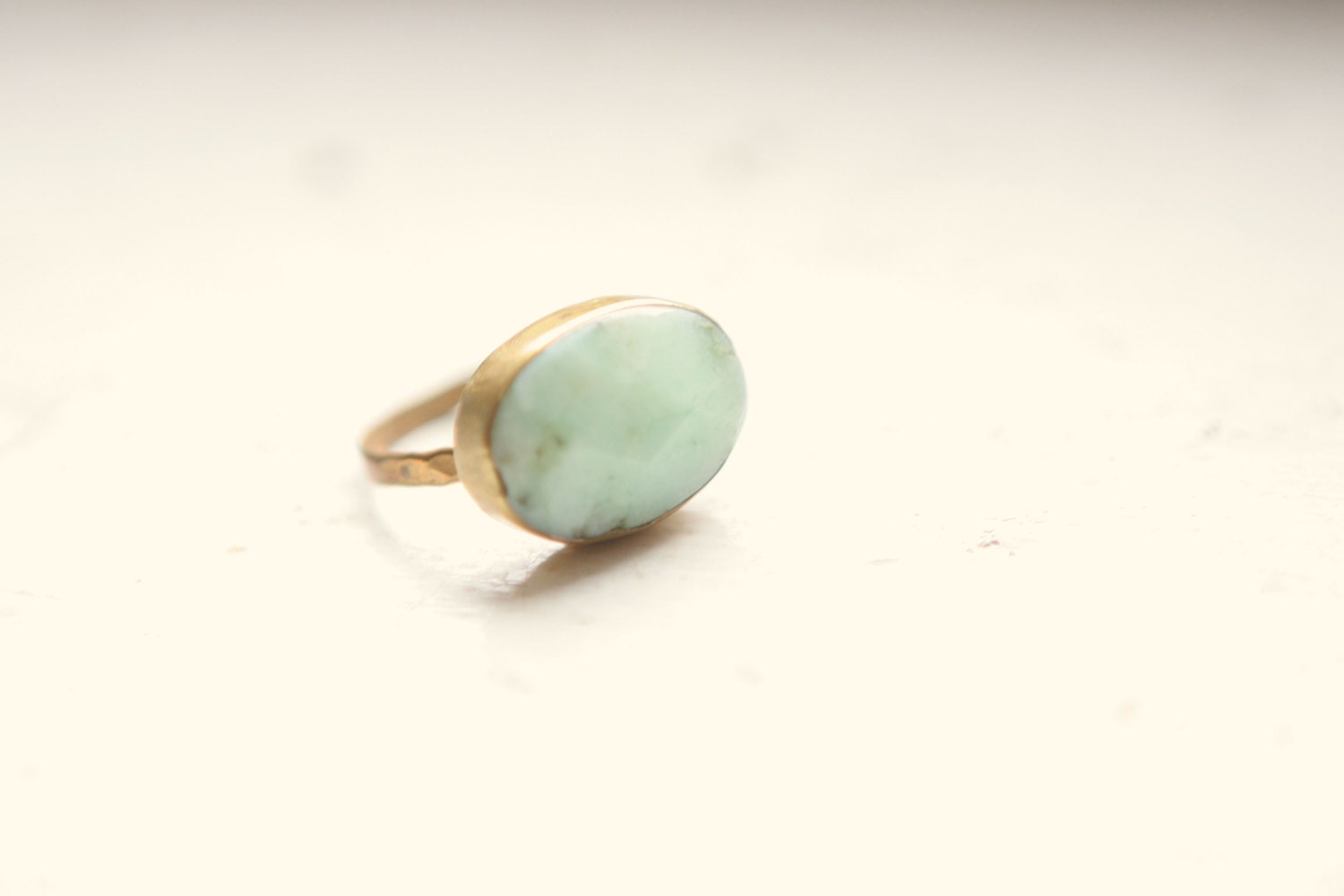 Faceted Chrysoprase Bezel Set Ring