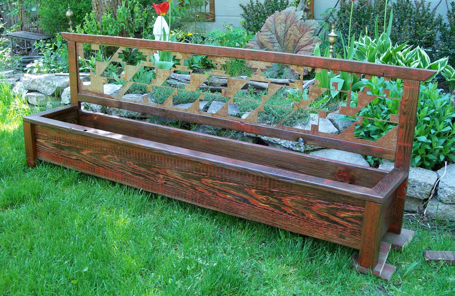 Planter Box For Your Deck, Rustic, Hand Crafted One Of A Kind, Southwest Design