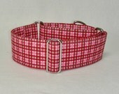 2 Inch Martingale, Greyhound Collar, Pink and Red Plaid