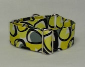 2 Inch Martingale, Greyhound Collar, Abstract Circles, Yellow and Black