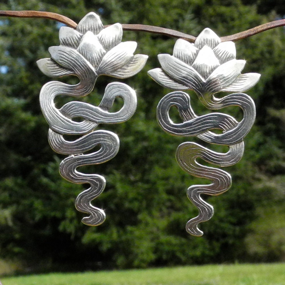 Lotus Earrings with Ear Post - sterling silver