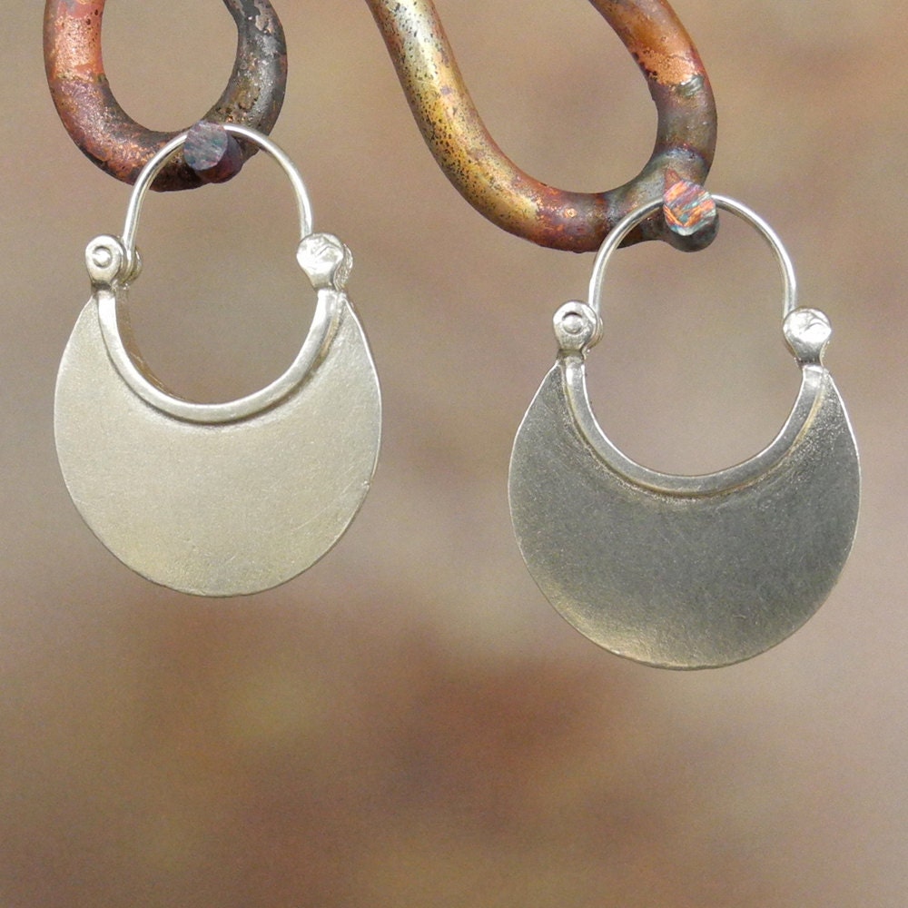 Larger Crescent Moon Earrings -Hoop Earrings - Sterling silver