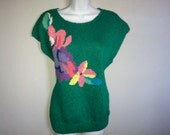 Vintage 1980s Tropical Funky New Wave Hipster Grunge Oversized Asymmetric Floral Dolman