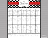 Custom Red - Chevron Stripe - Calendar - 16x20 JPEG Digital/Printable File