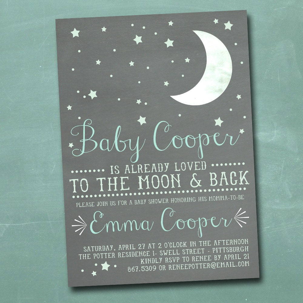 To the Moon and Back 5x7 DIY Printable Baby Shower Invitation