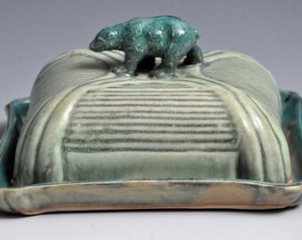 Popular items for green butter dish on Etsy