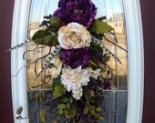 Spring Wreath Summer Wreath Mother's Day Teardrop Door Twig Swag Vertical Decor