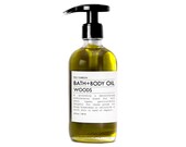 WOODS BATHandBODY OIL 8 fluid ounces in glass bottle - organic - apothecary