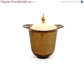SALE Glitter Ice Bucket Antique  Gold Glittery Lucite Ice Bucket Cooler