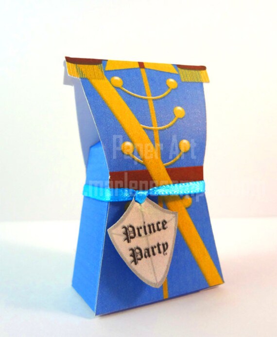 Instant Download - Printable Prince Big Box Color LIGHT BLUE, Birthday Party, Candy Box, Gift Favor Box, Prince and Princess, Party Birthday Il_570xn