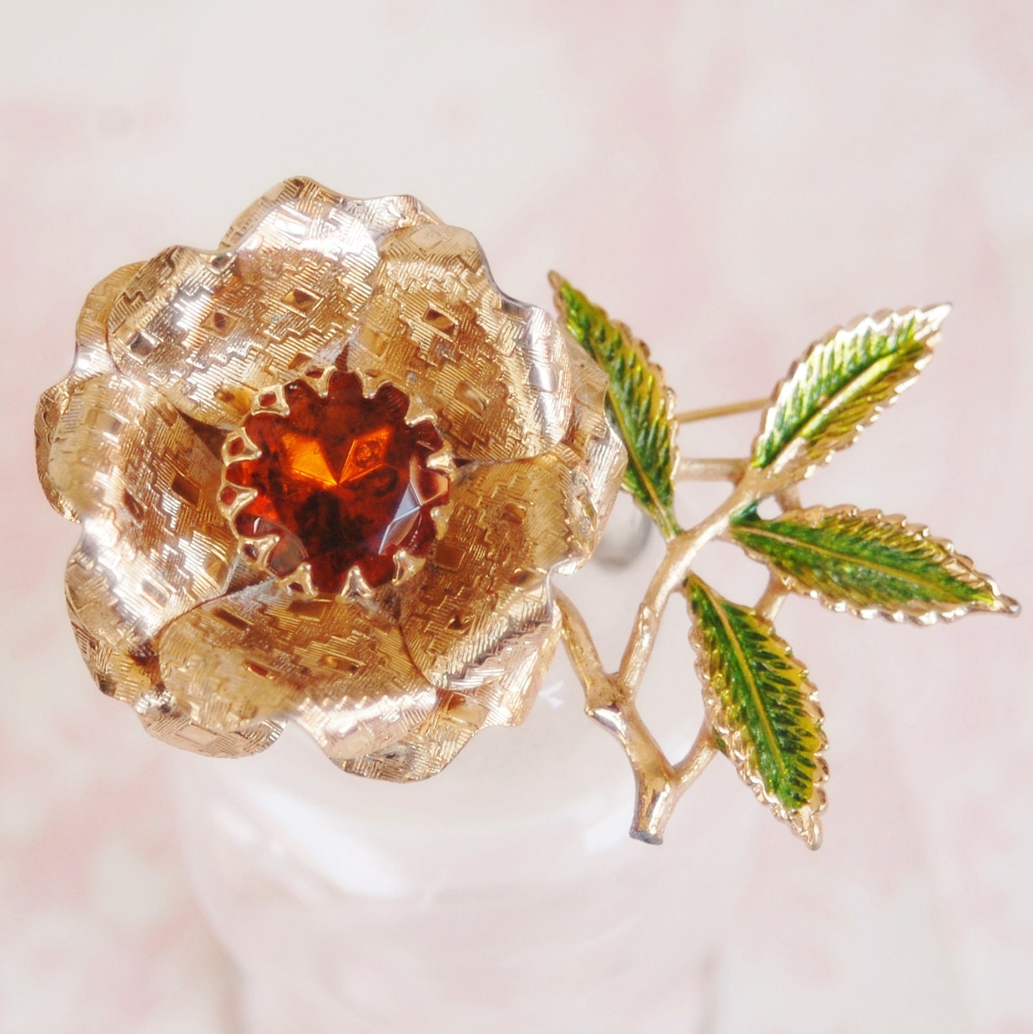 Vintage Amber Flower Brooch by Sarah Coventry