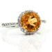 Natural Yellow Citrine Solid 14K White Gold Diamond engagement Ring - Gem789