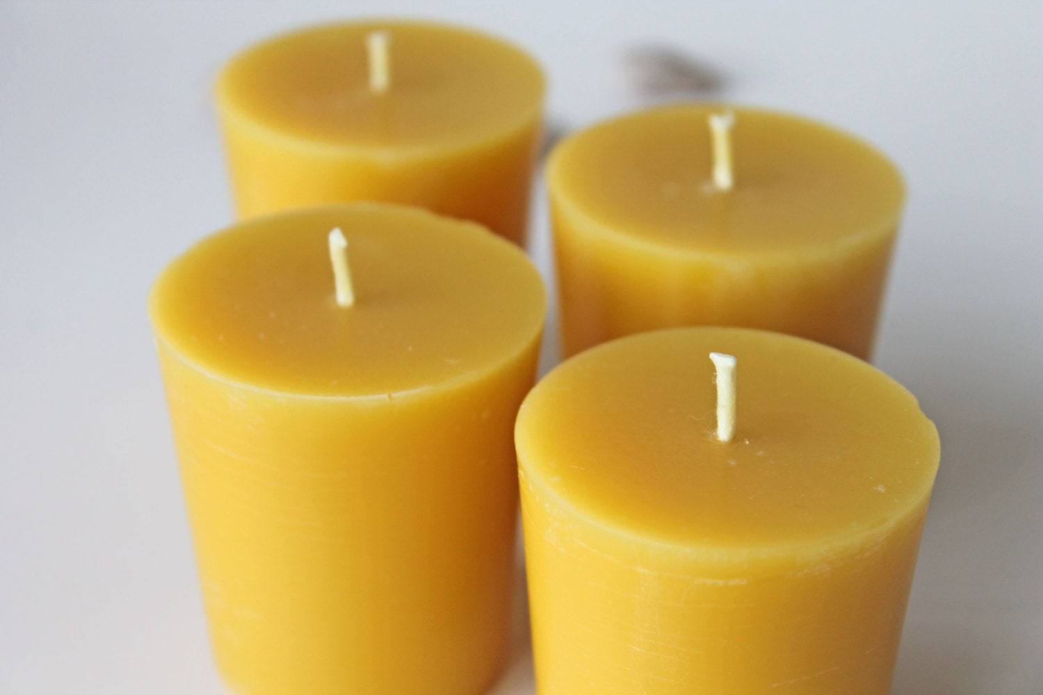 Pure beeswax votives, set of four, handmade candles