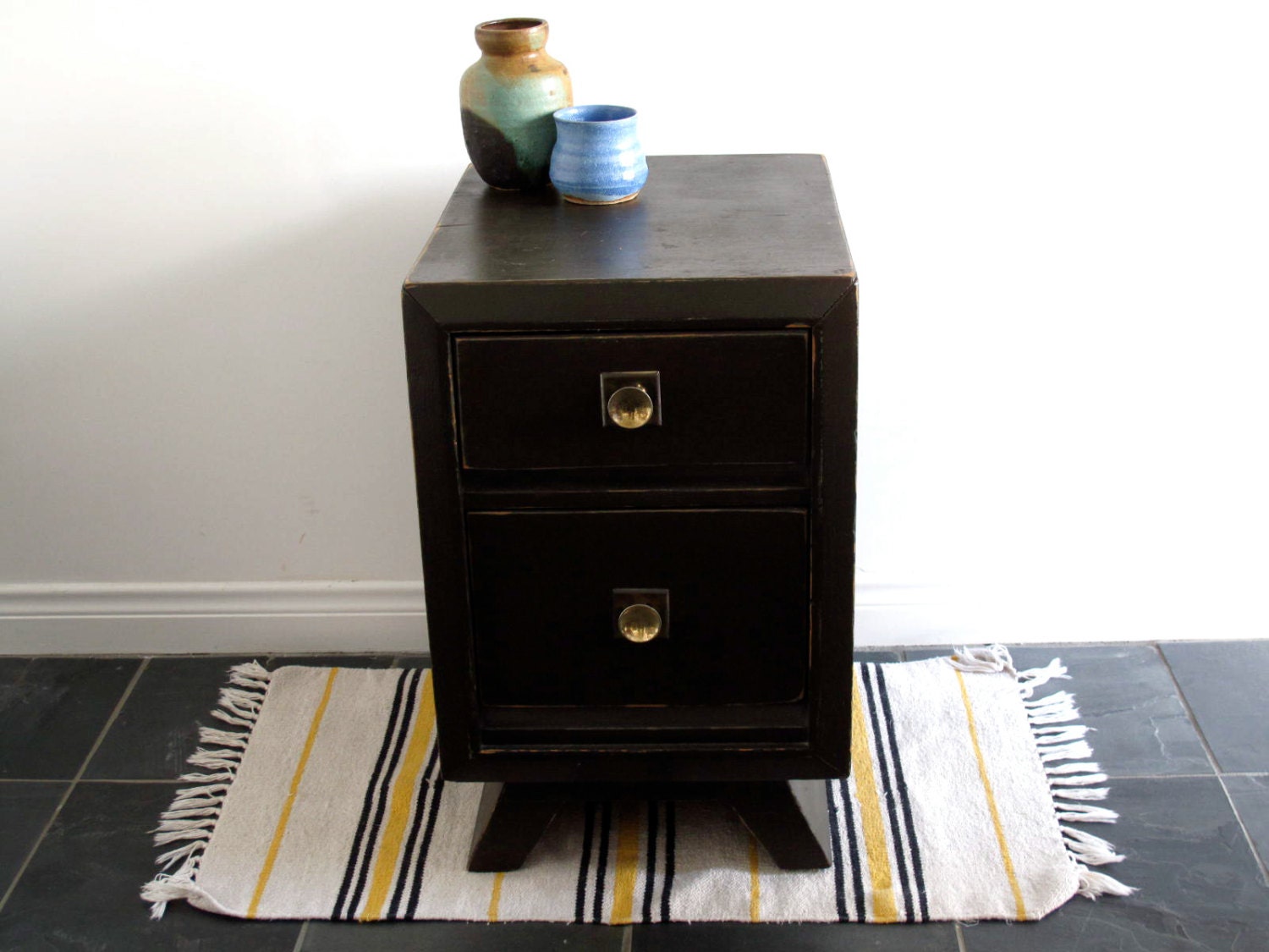 Vintage Green Wood Side Table - Mid Century End Table - Side Table/ Nightstand / Bedside Table