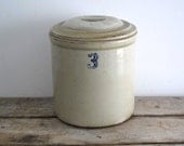 Antique Ceramic Crock Stoneware - 3 Quart Pottery Jug - Primitive Home Decor - Rustic Cottage Chic