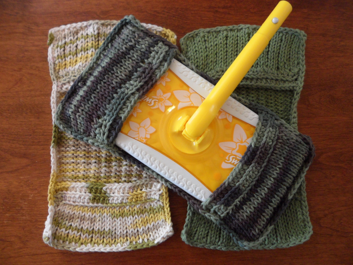 Set of 3 Eco Friendly Cotton Swiffer Covers Green Camo