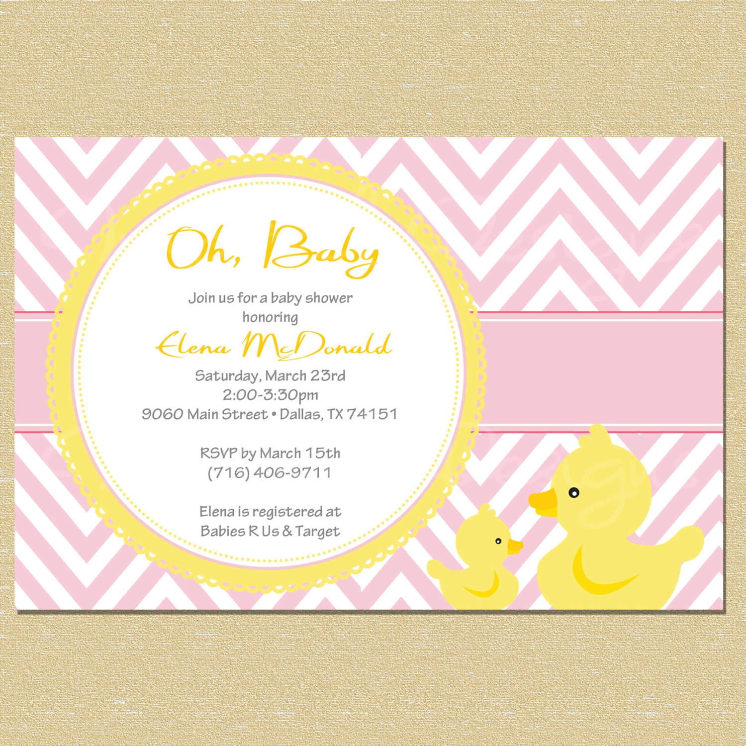 Pink Rubber Duck Baby Shower Invitation - Matching Coordinates Available Il_170x135