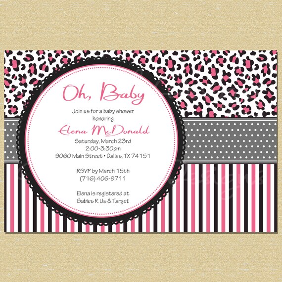 Pink Cheetah Baby Shower Invitation - Matching Coordinates Available Il_570xn