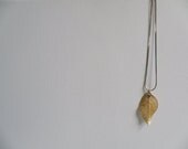 Vintage Gold-Dipped Aspen Leaf Pendant with Chain - Ships FREE in the USA