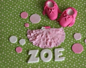 Fondant Ballet Slippers, Tutu, Polka Dot and Age Cake Decorations Perfect for a Ballerina Birthday Cake