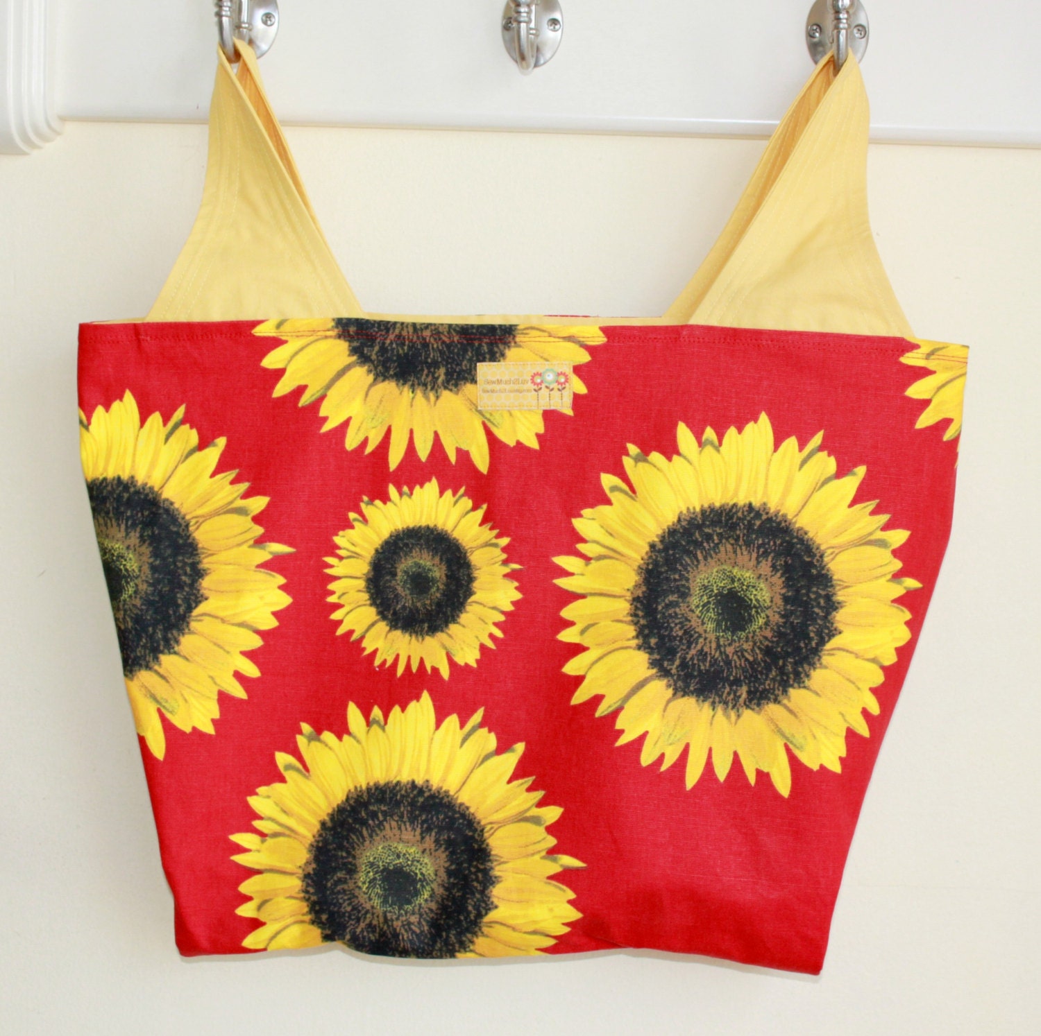 Sunflower Canvas Reversable Market Tote Grocery Bag